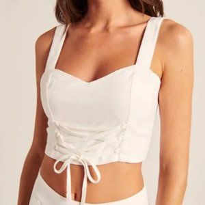Abercrombie & Fitch Lace Up Linen Top